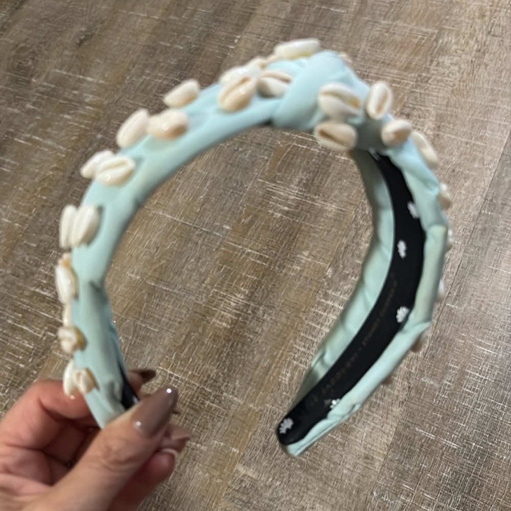Thin turquoise shell studded Lele Sadoughi headband